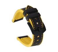 PctkeLsend 20-24mm Nylon FKM Rubber Bottom Waterproof Universal Watchband Fit For Omega Tissot MIDO IWC(Black Yellow-Black,20mm)