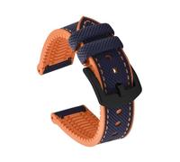 PctkeLsend 20-24mm Nylon FKM Rubber Bottom Waterproof Universal Watchband Fit For Omega Tissot MIDO IWC(Blue Orange-Black,22mm)