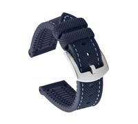 PctkeLsend 20-24mm Nylon FKM Rubber Bottom Waterproof Universal Watchband Fit For Omega Tissot MIDO IWC(Blue White-Silver,20mm)