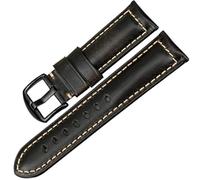 PctkeLsend 20-24mm Oil Wax Vintage Cow Leather Universal Watchband Fit for Panerai/SEIKO/TISSOT Watch(Light Black B,20mm)