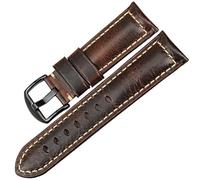 PctkeLsend 20-24mm Oil Wax Vintage Cow Leather Universal Watchband Fit for Panerai/SEIKO/TISSOT Watch(Dark Brown B,23mm)