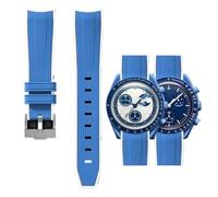 PctkeLsend 20mm Curve end Quick Release Rubber WatchBand Fit for Omega&Swatch Planet Snoopy(Dark blue white-S)