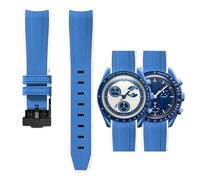 PctkeLsend 20mm Curve end Quick Release Rubber WatchBand Fit for Omega&Swatch Planet Snoopy(Dark blue white-B)