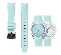 PctkeLsend 20mm Curve end Quick Release Rubber WatchBand Fit for Omega&Swatch Planet Snoopy(Light blue white-S)