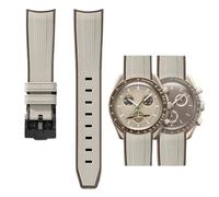 PctkeLsend 20mm Curve end Quick Release Rubber WatchBand Fit for Omega&Swatch Planet Snoopy(Rice brown-Black)