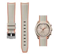 PctkeLsend 20mm Curve end Quick Release Rubber WatchBand Fit for Omega&Swatch Planet Snoopy(Rice orange-Sliver)