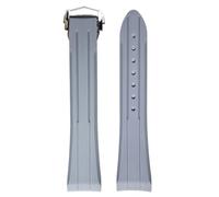 PctkeLsend 20mm Curved Rubber Folding Buckle Sport Waterproof Watchband fit for Omega X Swatch MoonSwatch(Grey)