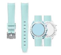 PctkeLsend 20mm Rubber Curved end Quick Release WatchBand Fit for Omega&Swatch planet Snoopy(Light blue white-S)