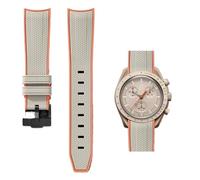 PctkeLsend 20mm Rubber Curved end Quick Release WatchBand Fit for Omega&Swatch planet Snoopy(Rice orange-Black)