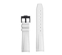 PctkeLsend 20mm Rubber Silicone Curved End Watchband fit for OmegaX Swatch Joint Moon Swatch/Seamaster 300(White B)