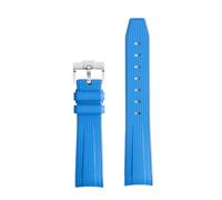 PctkeLsend 20mm Rubber Silicone Curved End Watchband fit for OmegaX Swatch Joint Moon Swatch/Seamaster 300(Blue S)