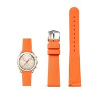 PctkeLsend 20mm Soft Silicone Waterproof and sweatproof Quick Release Watchband fit for Omega X Swatch Joint MoonSwatch(Orange)