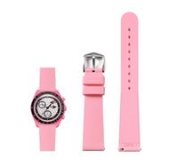 PctkeLsend 20mm Soft Silicone Waterproof and sweatproof Quick Release Watchband fit for Omega X Swatch Joint MoonSwatch(Pink)