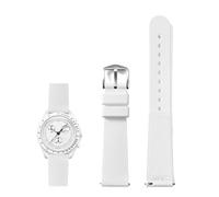 PctkeLsend 20mm Soft Silicone Waterproof and sweatproof Quick Release Watchband fit for Omega X Swatch Joint MoonSwatch(White)