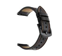 PctkeLsend 20mm Universal Replacement Porous Breathable Leather WatchBand(Black Orange)