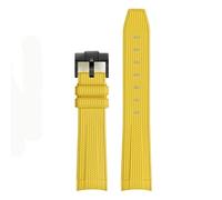 PctkeLsend 20mm Waterproof Sports Curved End rubber Watchband Fit for rolex/Omega/Swatch Joint MoonSwatch Constellation(Yellow BK buckle)