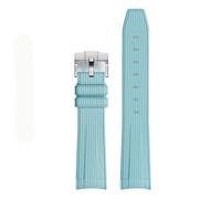 PctkeLsend 20mm Waterproof Sports Curved End rubber Watchband Fit for rolex/Omega/Swatch Joint MoonSwatch Constellation(Sky blue SR)