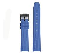 PctkeLsend 20mm Waterproof Sports Curved End rubber Watchband Fit for rolex/Omega/Swatch Joint MoonSwatch Constellation(Blue BK buckle)
