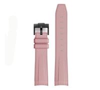PctkeLsend 20mm Waterproof Sports Curved End rubber Watchband Fit for rolex/Omega/Swatch Joint MoonSwatch Constellation(Pink BK buckle)