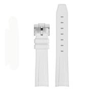 PctkeLsend 20mm Waterproof Sports Curved End rubber Watchband Fit for rolex/Omega/Swatch Joint MoonSwatch Constellation(White SR buckle)