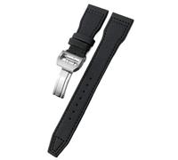 PctkeLsend 21、22mm Woven Nylon Watchband Fit for IWC Pilot IW3777 Series(Black black silver,21mm)