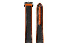 PctkeLsend 21MM Mens Rubber Sport Waterproof Watchband fit for omega Planet Ocean 600(BK-orange BK)
