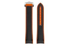 PctkeLsend 21MM Mens Rubber Sport Waterproof Watchband fit for omega Planet Ocean 600(BK-orange SR)