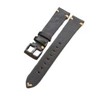 PctkeLsend 22/20MM Vintage Handmade Soft Genuine Leather Watchband fit for most flat mouth watches(Brack-black buckle,20mm)