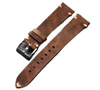 PctkeLsend 22/20MM Vintage Handmade Soft Genuine Leather Watchband fit for most flat mouth watches(Brown,20mm)