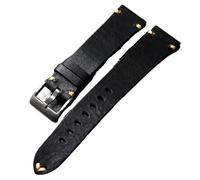 PctkeLsend 22/20MM Vintage Handmade Soft Genuine Leather Watchband fit for most flat mouth watches(Brack,20mm)