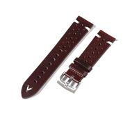PctkeLsend 22/22mm Handmade Stitching Vintage Oil Wax Cowhide Leather Quick Release Watchband fit for most flat mouth watches(Red,20MM_BLACK BUCKLE)
