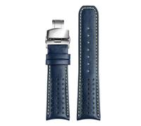 PctkeLsend 22/23mm Genuine Leather curved end Watchband Fit for CITIZEN Blue Angel AT8020-54L/8020-03L/JY8078(Blue YEl SR hook,22mm)