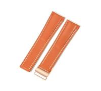 PctkeLsend 22、24mm Male Genuine Leather Bamboo Watchband fit for Breitling Super Marine Aviation Timing Avengers Challenger Series(Orange(PW)-Rose-Z16,22mm)