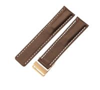 PctkeLsend 22、24mm Male Genuine Leather Bamboo Watchband fit for Breitling Super Marine Aviation Timing Avengers Challenger Series(Coffee(PW)-Rose-Z16,22mm)