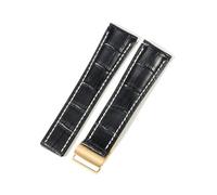 PctkeLsend 22、24mm Male Genuine Leather Bamboo Watchband fit for Breitling Super Marine Aviation Timing Avengers Challenger Series(Black(ZJ)-Gold-Z16,22mm)