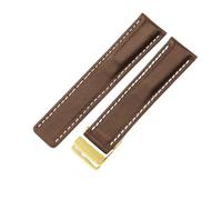 PctkeLsend 22、24mm Male Genuine Leather Bamboo Watchband fit for Breitling Super Marine Aviation Timing Avengers Challenger Series(Coffee(PW)-Gold-Z16,24mm)