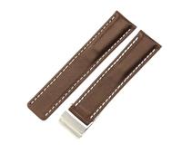 PctkeLsend 22、24mm Male Genuine Leather Bamboo Watchband fit for Breitling Super Marine Aviation Timing Avengers Challenger Series(Coffee(PW)-Steel-Z16,24mm)