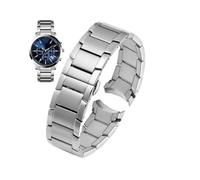 PctkeLsend 22mm Curved End Solid Stainless Steel Strap fit for Armani AR2447/AR2448/AR2432/AR2433/AR2434/AR2473(Silver)