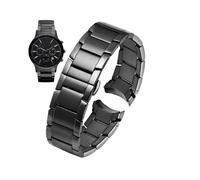 PctkeLsend 22mm Curved End Solid Stainless Steel Strap fit for Armani AR2447/AR2448/AR2432/AR2433/AR2434/AR2473(Black)