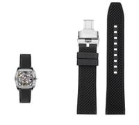 PctkeLsend 22mm Men's waterproof fluororubber quick release Watchband Fit for CIGA(A-black-silver)