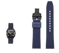 PctkeLsend 22mm Men's waterproof fluororubber quick release Watchband Fit for CIGA(A-blue-black)
