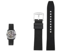 PctkeLsend 22mm Men's waterproof fluororubber quick release Watchband Fit for CIGA(Black-silver)