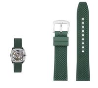 PctkeLsend 22mm Men's waterproof fluororubber quick release Watchband Fit for CIGA(Green-silver)