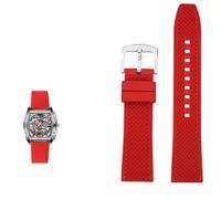 PctkeLsend 22mm Men's waterproof fluororubber quick release Watchband Fit for CIGA(Red-silver)
