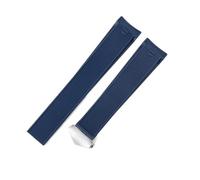PctkeLsend 22mm Soft Rubber Curved end Watchband Fit for Tag Heuer Competitive Diving 300(Blue silver)