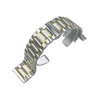 PctkeLsend 26、28、30mm Solid Stainless Steel Butterfly Clasp Watchband fit for Longines Master Collection(Silver Gold,26mm)