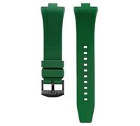 PctkeLsend 9mm Fluoro Rubber Stainless Steel Buckle Quick Release Sport Waterproof Watchband fit for Citizen NJ0150/0151/0155(Green black)