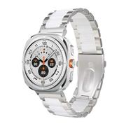 PctkeLsend Ceramic Strap fit for Samsung Galaxy Watch Ultra 47mm Bracelet Replaceable Wristband fit for Samsung Galaxy Watch Ultra Metal Watchband(Silver white)