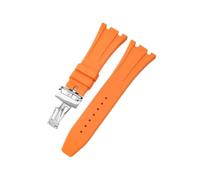 PctkeLsend Fit for Seiko Ap Royal Oak Watch Strap Silicone Orange Green Blue 15400/26331/15500 Waterproof Men Women Rubber 27mm 28MM Watchbands(Orange-Steel-Z1)
