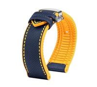 PctkeLsend For Longines Comcas L3.742 781 782 Rubber Bracelet Carbon Fiber Nylon Silicone Diving Men's Watch Strap 21mm 22mm 23mm Watchband(A-blue y-silver,21mm)